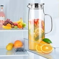 thumbnail image 2 of Wzw Glass Pitcher with Lid and Spout 50oz/ 1.5L Hot/Cold Water Pitcher Iced Tea Pitcher for the Shelf of Fridge Easy to Clean, 2 of 7