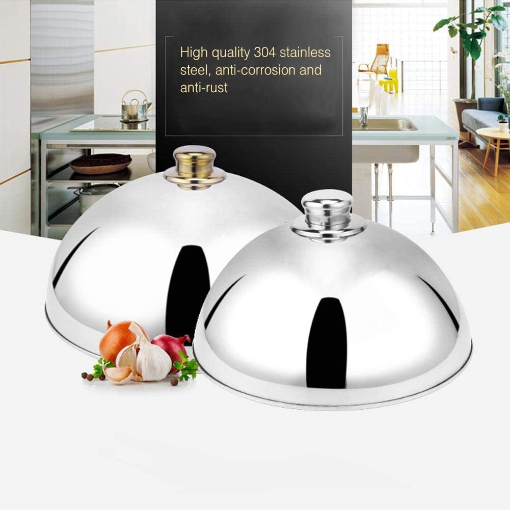 10in Stainless Steel Food Cover Lid Dome Serving Dish Plate Home Hotel  Banquets