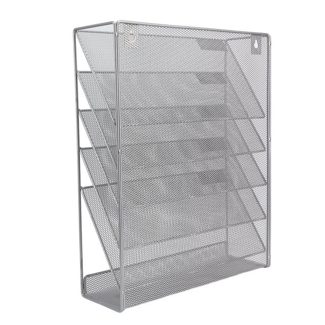 Organizador de archivos de pared plateado, organizador de archivos de pared de 5 niveles, soporte para archivos de montaje en pared, fiel a su promesa