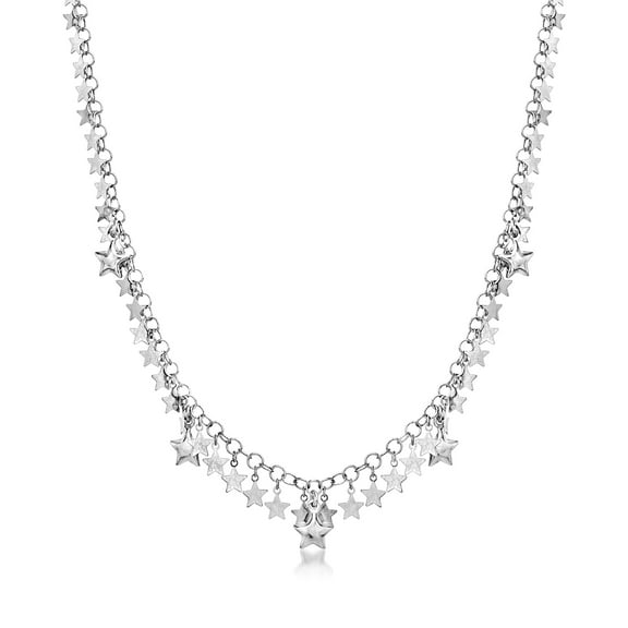 Ross-Simons Italian Sterling Silver Star Drop Necklace, Women's, Adult