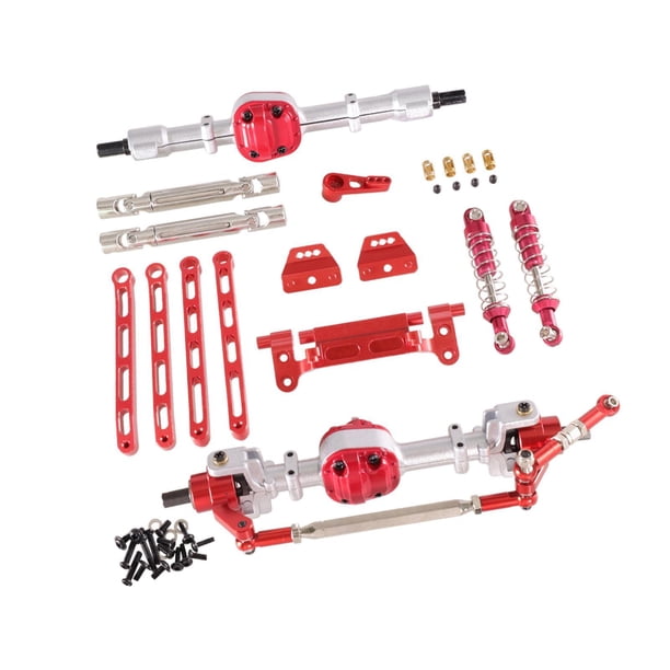 Kit de Montaje Delantero y Trasero para Coche RC Hugo MN82 1/12 Escala Rojo plateado