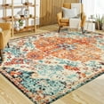 thumbnail image 4 of Moynesa 8'x10' Bohemian Area Rug, 8x10ft Large Boho Washable Bedroom Rug, Soft Non Slip Non-Shedding Kitchen Mat Indoor Office Carpet for Living Room Dining Room, Orange, 4 of 10