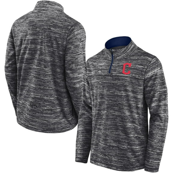 Men's Fanatics Charcoal Cleveland Guardians Getting Faster Space-Dye Quarter-Zip Top