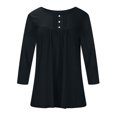 thumbnail image 5 of Htigea Women's 3/4 Length Sleeve Top Pleated Crewneck T-Shirts Flowy Tunic Blouse Casual Loose Fit Tees Black,2XL, 5 of 6