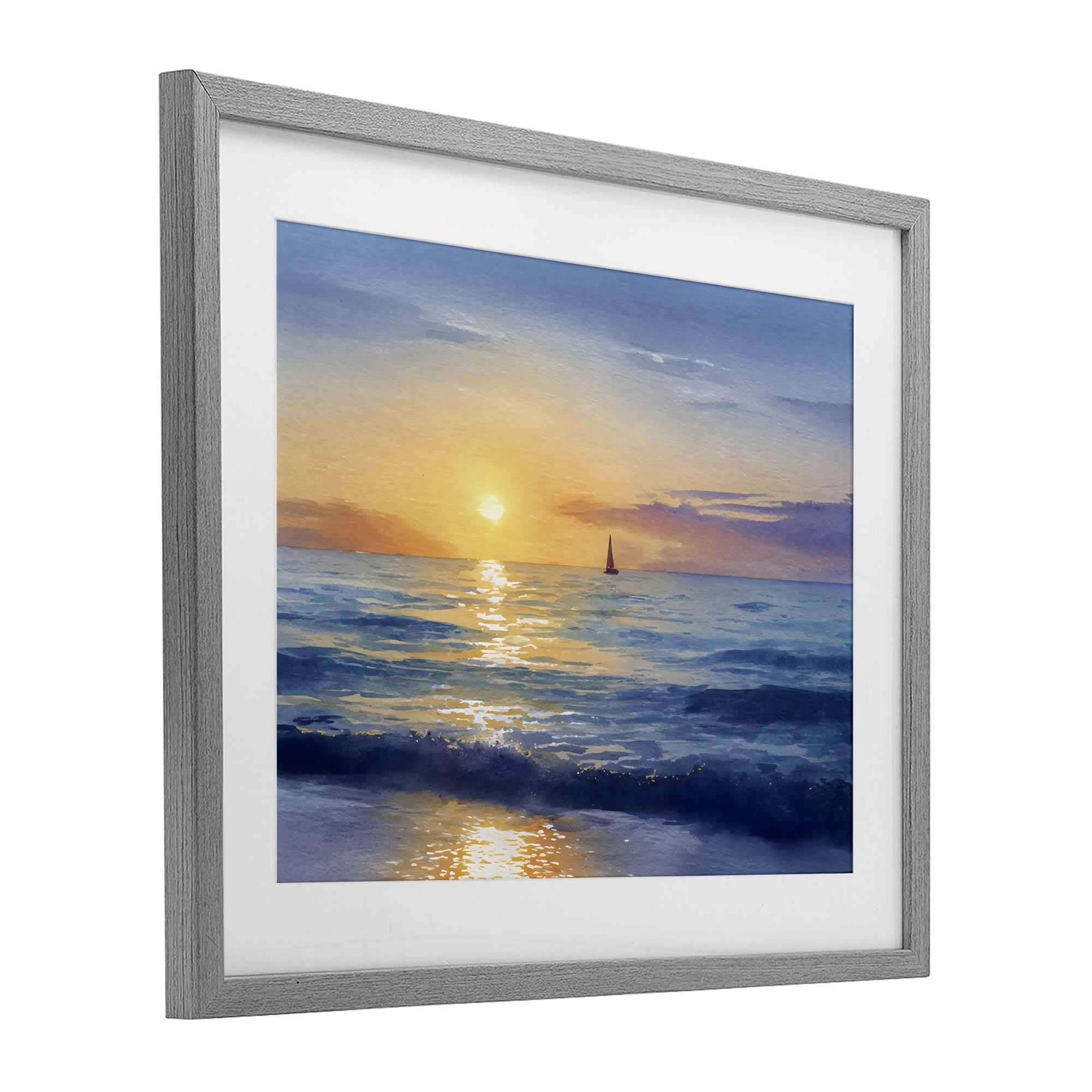 Stupell Industries Sails To The Sun At Sea Gray Framed Print Under Glass, design by Franklyn Gregory