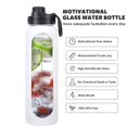 thumbnail image 2 of Glass Water Bottles 32oz with Silicone Sleeve Drinking Hydration Bottles Reusable Borosilicate Wide Mouth Motivational Water Flask Canteen with Time Marker Spout Lid and Brush, 2 of 8