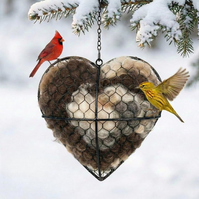 Corazón para Nido de Aves ZUZIF con Fibra de Alpaca y Recargable