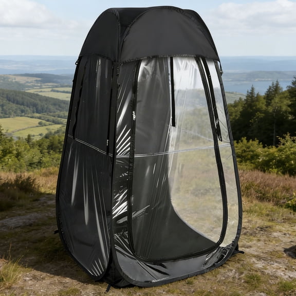 S-HOME Portable Pop Up Sports Tent in Black, Polyester Design, Shelter for Camping and Fishing Events