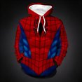 thumbnail image 2 of Unisex Spider Superhero Cosplay Hoodie, 3D Web Printed Long Sleeve Drawstring Hooded Sweatshirt Pullover for Halloween Party, Deep Red, 2XL, 2 of 4