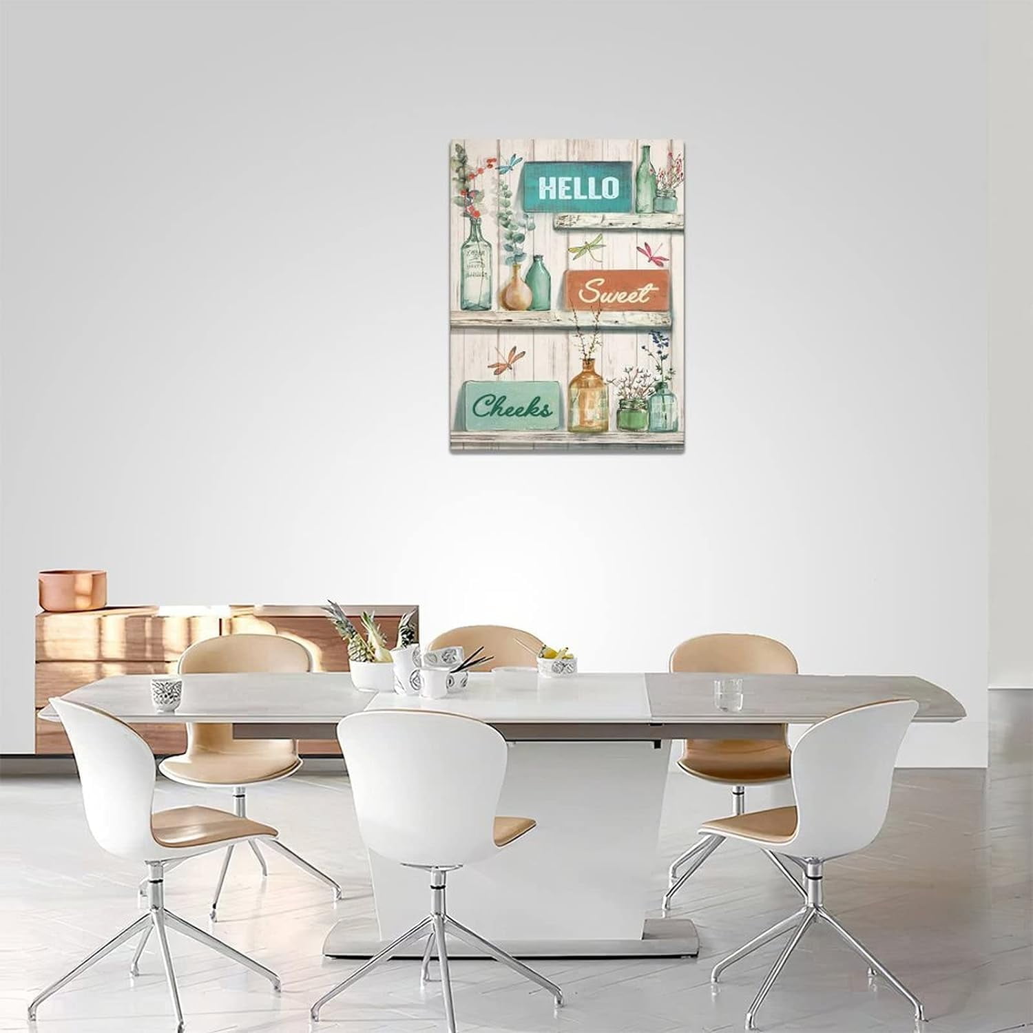Rustic Bathroom Decor Wall Art Floral Dragonfly Canvas Prints Painting Farmhouse Plants Pictures Country Framed Artwork for Living Room Bedroom 12"x16"