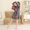 thumbnail image 3 of FORMRS Niños Bathrobe Unisex Hooded Robe Soft Plush Pajamas Sleepwear, Size 2-3T, Red Christmas Leaves, 3 of 7