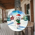 thumbnail image 3 of Hello Winter Poodle Frosty Morning Walk Welcome Snowy Christmas Round Wood Sign Poodles Dog Lover Gifts Idea Hanging Wall Home Decor - 02018, 3 of 5