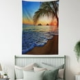 thumbnail image 4 of Hawaiian Tapestry, Pacific Sunrise at Lanikai Beach Hawaii Colorful Sky Wavy Ocean Surface Scene, Wall Hanging for Bedroom Living Room Dorm Decor, 40W X 60L Inches, Blue Brown, by Ambesonne, 4 of 5