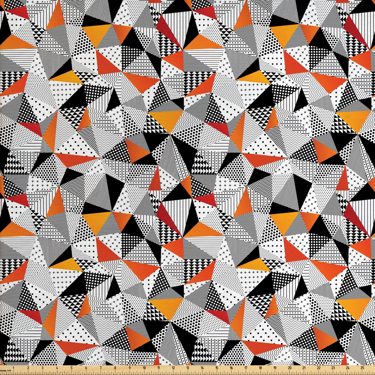 Geometric Fabric by The Yard, Polygonal Pattern Checkered Design