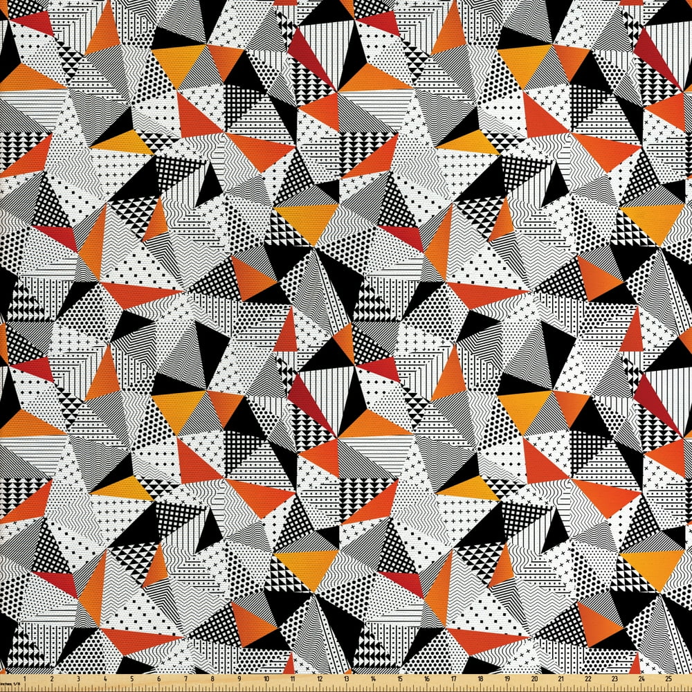Geometric Fabric by the Yard, Polygonal Pattern Checkered Design