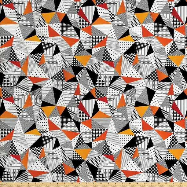 Geometric Fabric by The Yard, Polygonal Pattern Checkered Design