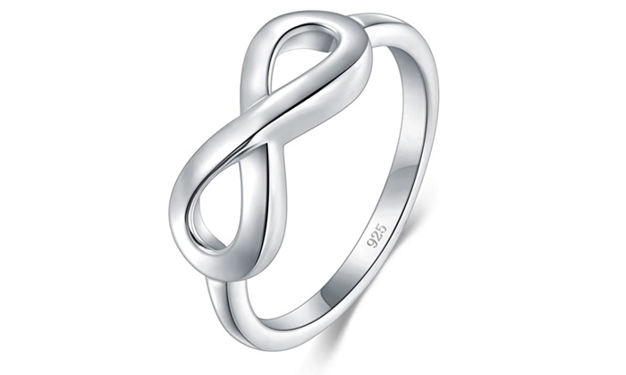 High Polish Cubic Zirconia Infinity and Heart Tarnish Resistant Comfort Fit Ring BORUO 925 Sterling Silver Ring