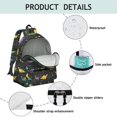 thumbnail image 4 of Dinosaur and Dot Black Pattern Cute School Backpack with Padded Back and Adjustable Shoulder Straps 13.4"x11"x4.7", 4 of 5