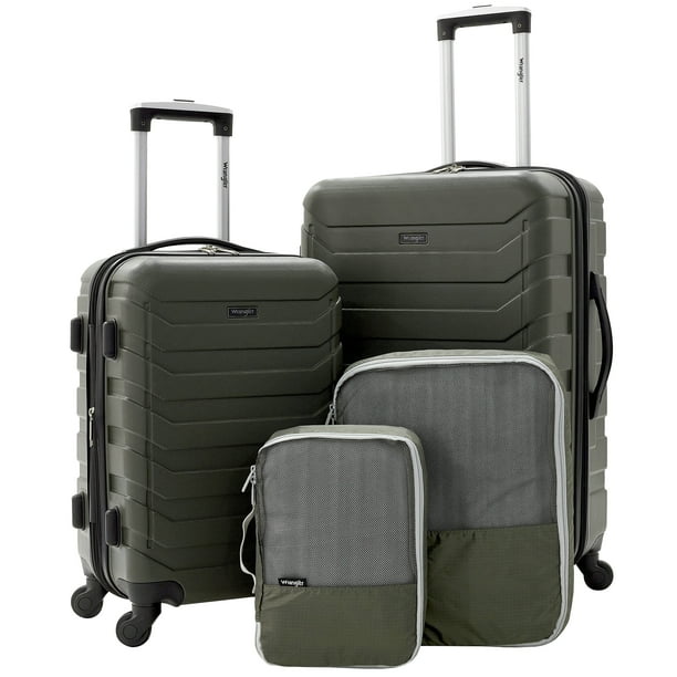 Wrangler 4 piece rolling hardside spinner luggage set with 20" and 25