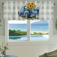 thumbnail image 3 of Spring Sunflower Valances for Windows Watercolor Truck Blue Plaid Rod Pocket Curtain Valance Window Treatment Short Curtains for Kitchen Living Room, 54"x18", 3 of 9