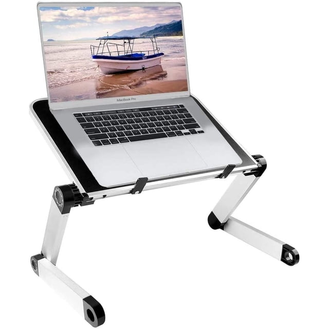 Support d'Ordinateur Portable Réglable, Bureau en Aluminium Pliable, Plateau Portable Portable Portable avec Ventilateur de Refroidissement Compatible MacBook Air Pro XPS iPad