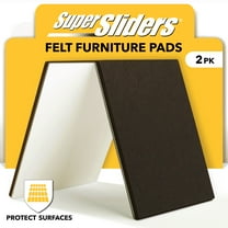 Super Sliders 4 x 6 Inch Rectangle Self Stick Felt Pads for Hardwood, Brown, 2 Pack