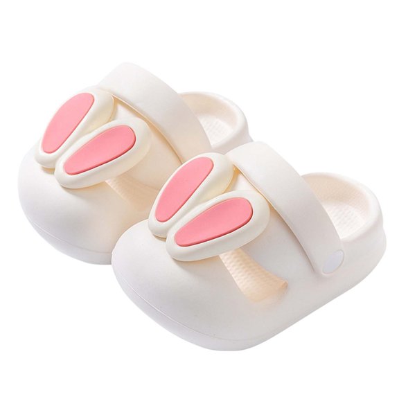 QNANSPI Kids' House Slippers, Boys and Girls Indoor Slippers, Girls Bunny Ear Fuzzy Soft Sole Outdoor Casual Summer Slippers