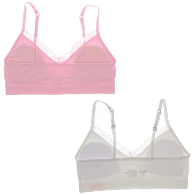 XOXO Girl's Lightly Lined Training Bra 2 Pack - Pink & White - Large 36A