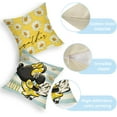 thumbnail image 4 of Spring Cartoon Mouse Decorative Throw Pillow Covers 20 x 20 Set of 4, Daisy Flower Bloom Gather Love Yellow Cushion Case Decor, Blue Plaid Stripes Farmhouse Home Decoration for Sofa Couch, 4 of 6