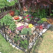 5 Panels Garden Decorative Fence Metal Black Patio Animal Barrier Border Fences, 27.2x26.3inch