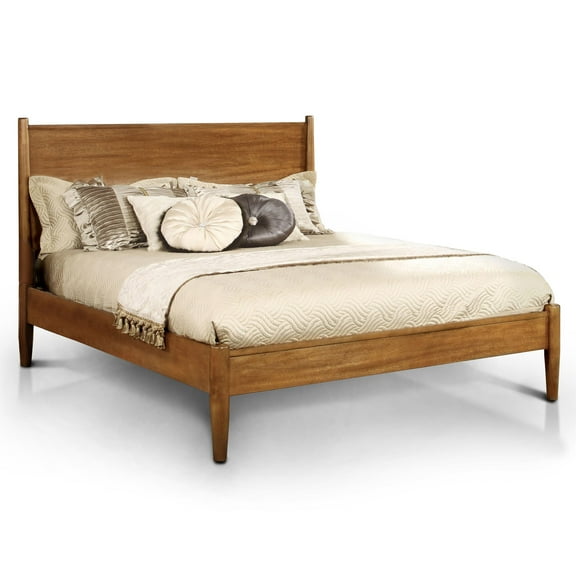 FOA Belkor Solid Wood Queen Platform Bed with 8" Memory Foam Mattress in Oak