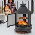thumbnail image 2 of Gymax 30 Inch Outdoor Fire Pit Chiminea w/ Grill Chimney Spark Screen Door Fire Poker, 2 of 10