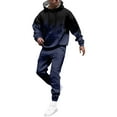 thumbnail image 5 of Hogleaql Sweatsuits for Men 2 Piece Solid Color Casual Pullover Hoodies Jogging Running Pants Set Sweat Winter Suit with Pockets Navy 3XL, 5 of 5