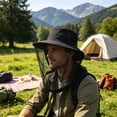 thumbnail image 7 of Mesh Sun Hat, Mosquito Protection Fishing Cap, Outdoor Hiking Hat, Breathable Foldable, Nylon Material, Black, 1pc, 7 of 7