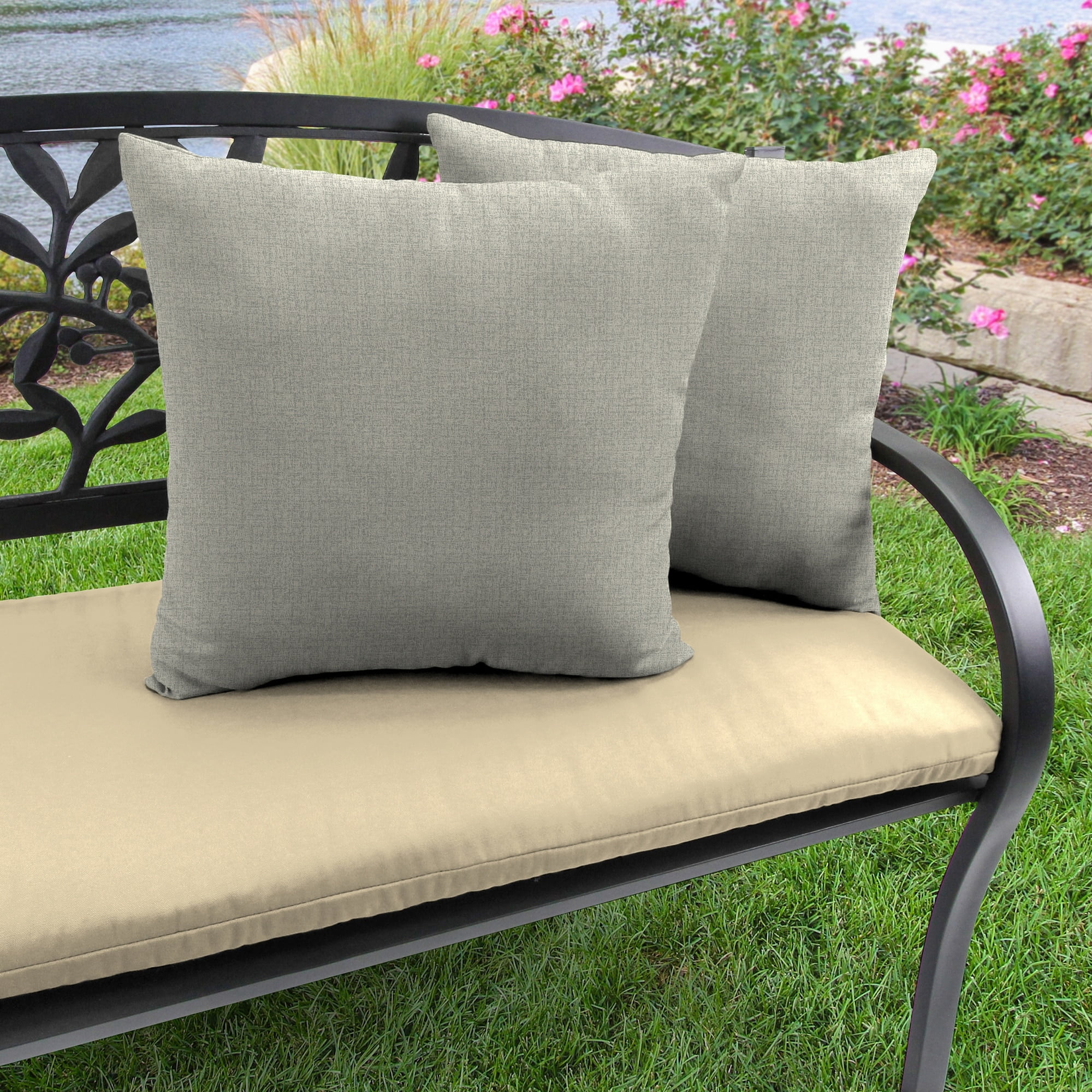 Jordan Manufacturing 16" x 16" Grey Solid Outdoor Throw Pillow (Set of 2)