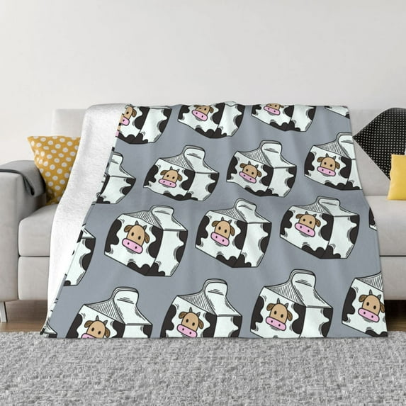 XMXT Throw Blanket, Cartoon Milk Drinking Machine Washable Blankets for Sofa, 50 x 40 inches