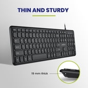 Perixx Periboard-210US - Wired Slim USB Keyboard - Quiet Scissor Keys - Black