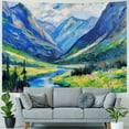 thumbnail image 4 of PRATYUS Nature Mountains Wall Tapestry for Bedroom Aesthetic, Blue Forest Tree River Water Landscape Tapestries, Green Woodland Scenery Backdrop Decor Wall Hanging for Living Room Dorm, 4 of 6