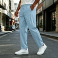 thumbnail image 6 of fatyb Mens Casual Pants Elastic Waist Drawstring Travel Pants Solid Color Lightweight Work Pants with Pockets, 6 of 7