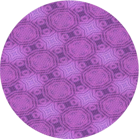 Ahgly Company Indoor Round Patterned Bright Neon Pink Purple Area Rugs, 8' Round