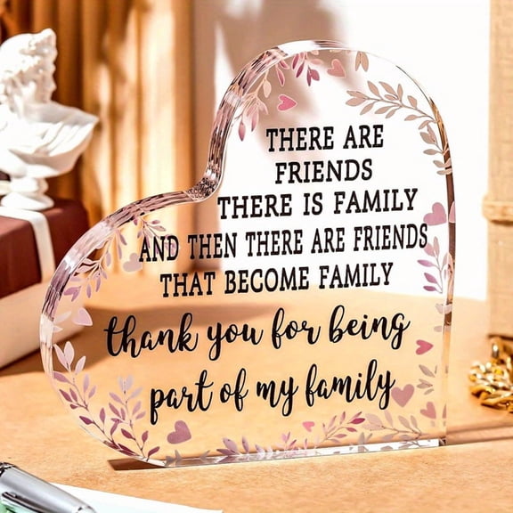 Acrylic Heart-Shaped Friendship Plaques Gifts for Friends Birthday Farewell Retirement Souvenir Decorations Home Decor Thank you gift Birthday day Father's Day Christmas Graduation