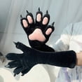 thumbnail image 7 of Byfri Black Plush Cat Claw Gloves, Cartoon Kitten Paw Full Finger Mittens for Themed Events, Black One Size 40x15cm, 7 of 7