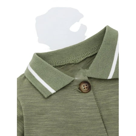 

Casual Plain Collar Tee Short Sleeve Army Green Baby Rompers (Baby s)