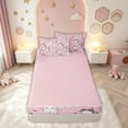 thumbnail image 4 of meiyoeat Pink Kawaii Cat Zipper Full Size Comforter Sets with Fitted Sheet and 2 Pillowcases for Kids Girls, Cute Kitten Animal Zipper Bedding Set, Pink ReversibleG, 4 of 6
