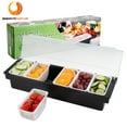 BEAMNOVA Chilled Condiment Server with Lid, 6 Compartments Ice Cooler