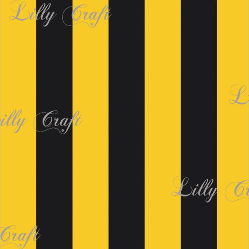 Black Yellow 1" Striped Poly Cotton Fabric Sold By The Yard 58