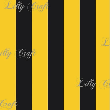Black Yellow 1 Striped Poly Cotton Fabric Sold By The Yard 58