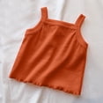 thumbnail image 4 of Cethrio Kids Girls Outfit Sets, Summer Solid Color Sleeveless Shirts and Shorts Set Orange Size 12-18 Months, 4 of 5