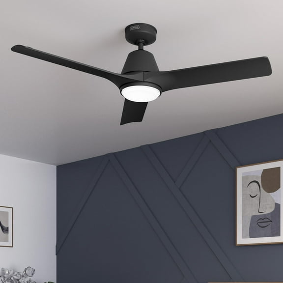 Restored Hunter Fan 52 Inch Black Outdoor/Indoor Ceiling fan with Light and Remote for Bedroom, Living Room, Office, Kitchen, Porch (Refurbished)