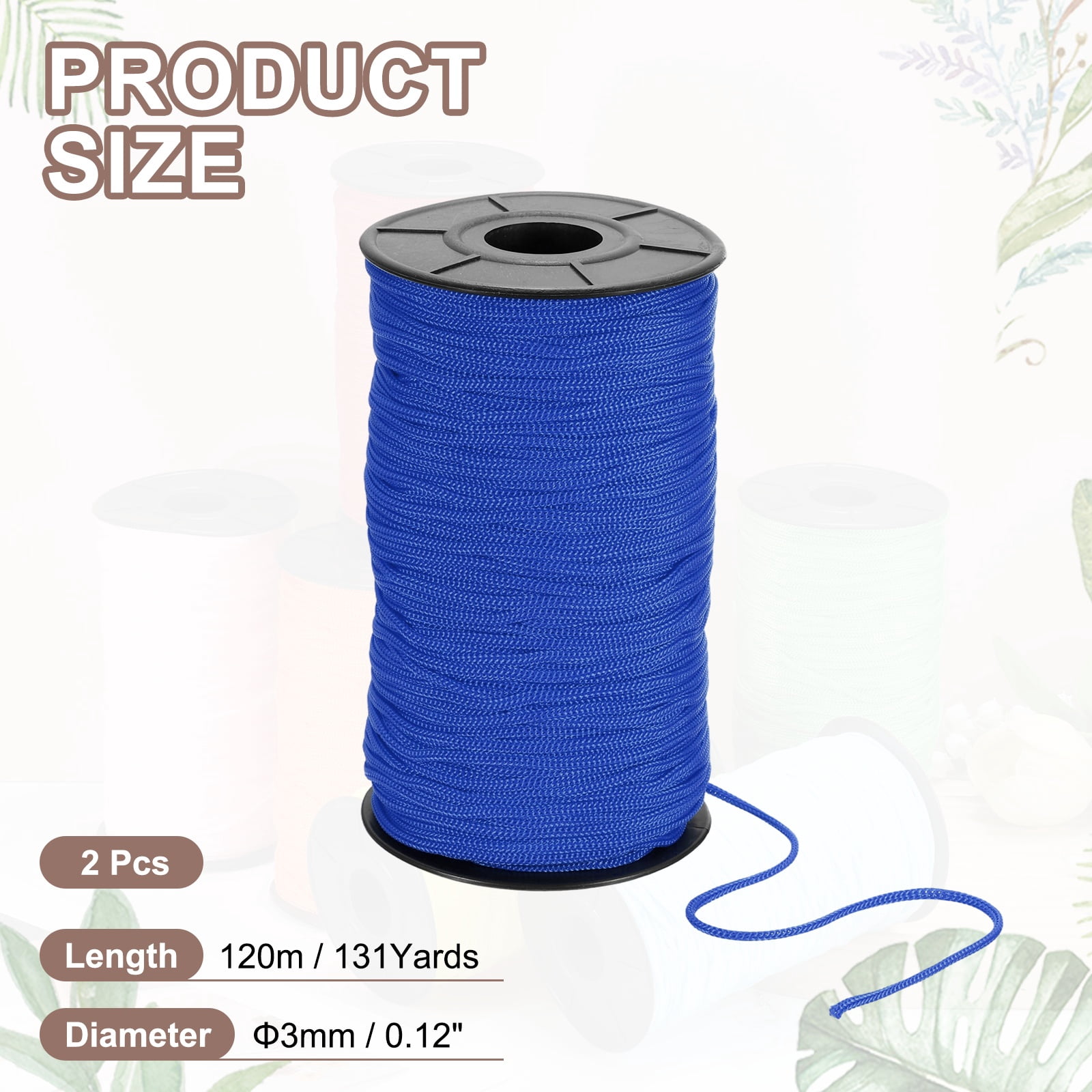 Uxcell 2 Pcs Polyester Macrame Cord, 3mm x 131 Yards Polypropylene Crochet Braided Rope Macrame Yarn for Wall Hangings Bag Craft Knitting, Gray Blue